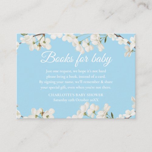 White Blossom Book Request Baby Shower Enclosure Card