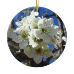White Blossom Clusters Spring Flowering Pear Tree Ceramic Ornament