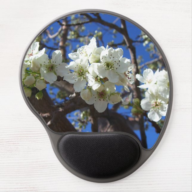 White Blossom Clusters Spring Flowering Pear Tree Gel Mouse Pad (Front)