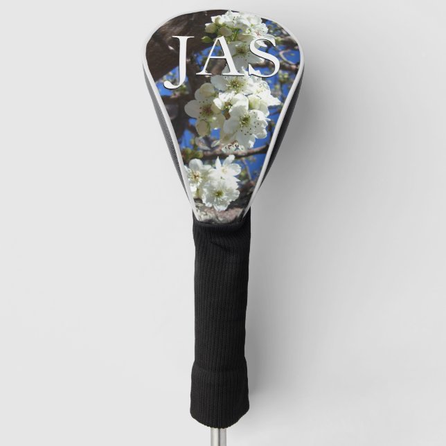 White Blossom Clusters Spring Flowering Pear Tree Golf Head Cover (Front)