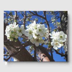 White Blossom Clusters Spring Flowering Pear Tree Guest Book