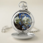 White Blossom Clusters Spring Flowering Pear Tree Pocket Watch
