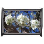 White Blossom Clusters Spring Flowering Pear Tree Serving Tray