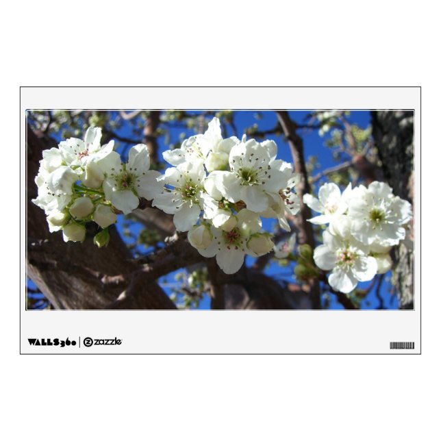 White Blossom Clusters Spring Flowering Pear Tree Wall Sticker (Front)