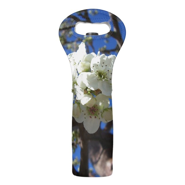 White Blossom Clusters Spring Flowering Pear Tree Wine Bag (Front)