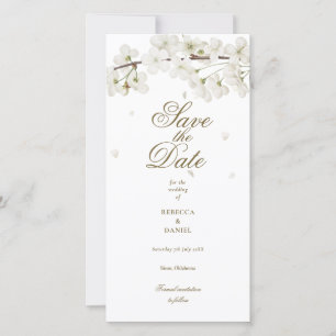 White Blossom Floral Save The Date
