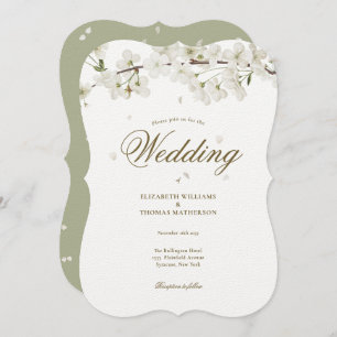 White Blossom Floral Wedding Invitation