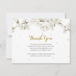 White Blossom Funeral Celebration Of Life Thank You Card
