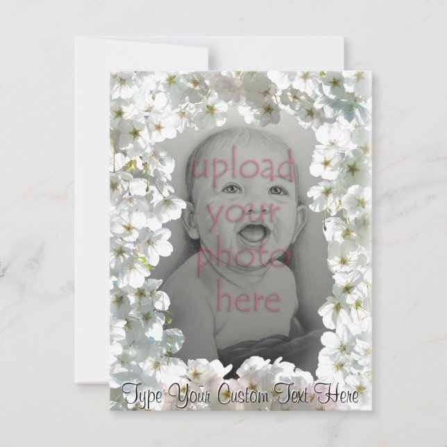 White Blossom Invitations Personalized RSVP Cards (Front)