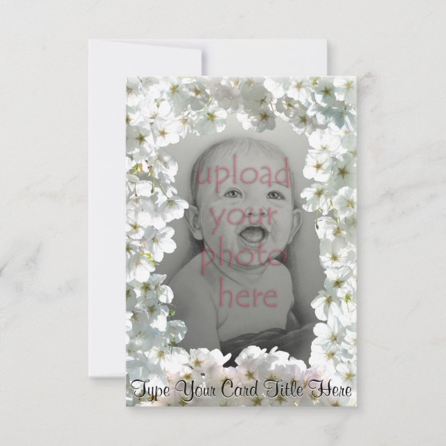 White Blossom Invitations Personalized RSVP Cards (Front)