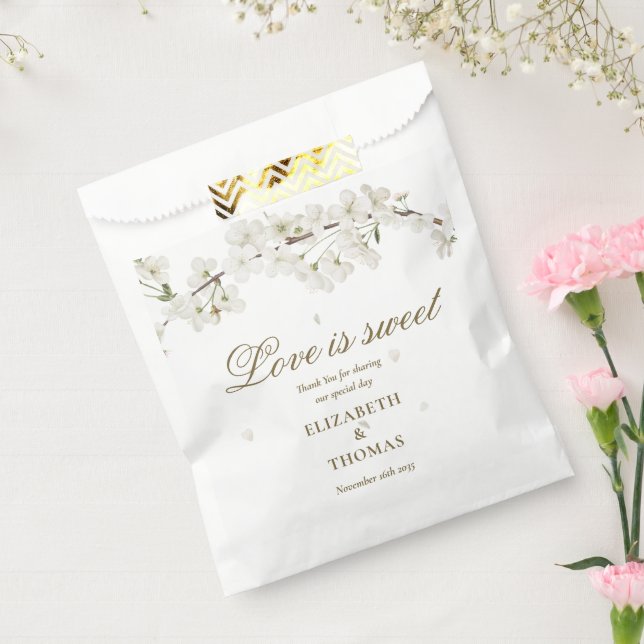 White Blossom Love Is Sweet Wedding Favor Bag (Sealed)