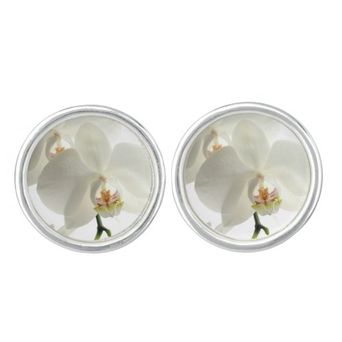 White Blossom Orchid Flower Floral Nature Cufflinks