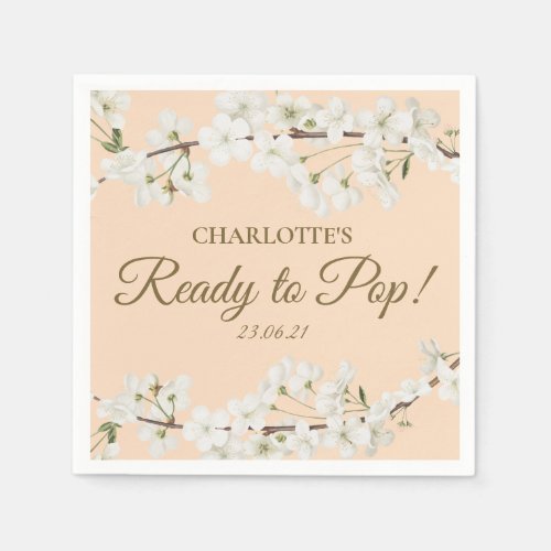 White Blossom Ready to Pop Baby Shower  Sprinkle Napkins