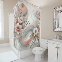 "WHITE BLOSSOM" - SHOWER CURTAIN