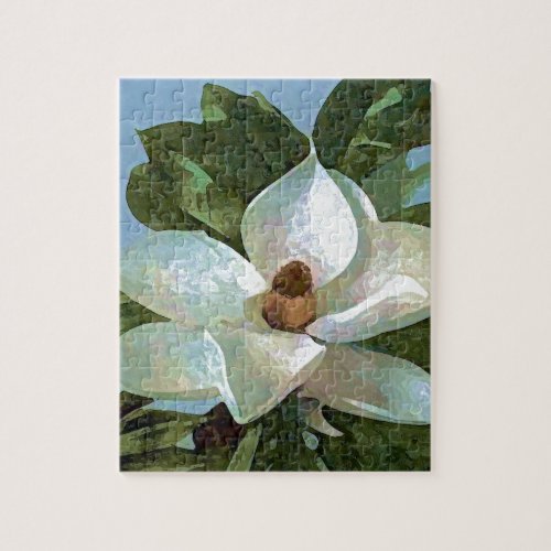 White Blossoming Magnolia Jigsaw Puzzle