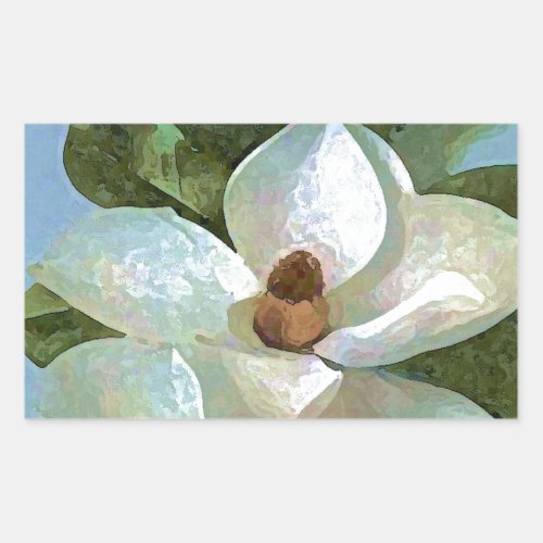 White Blossoming Magnolia Rectangular Sticker