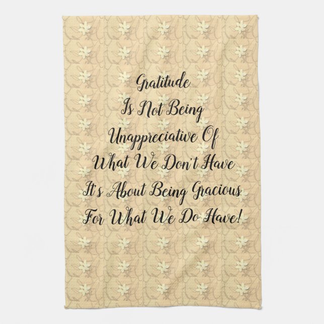 White Blossoms Abstract Gratitude  Kitchen Towel (Vertical)