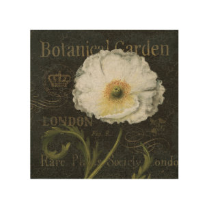 White Blossoms and Leaves Wood Wall Art