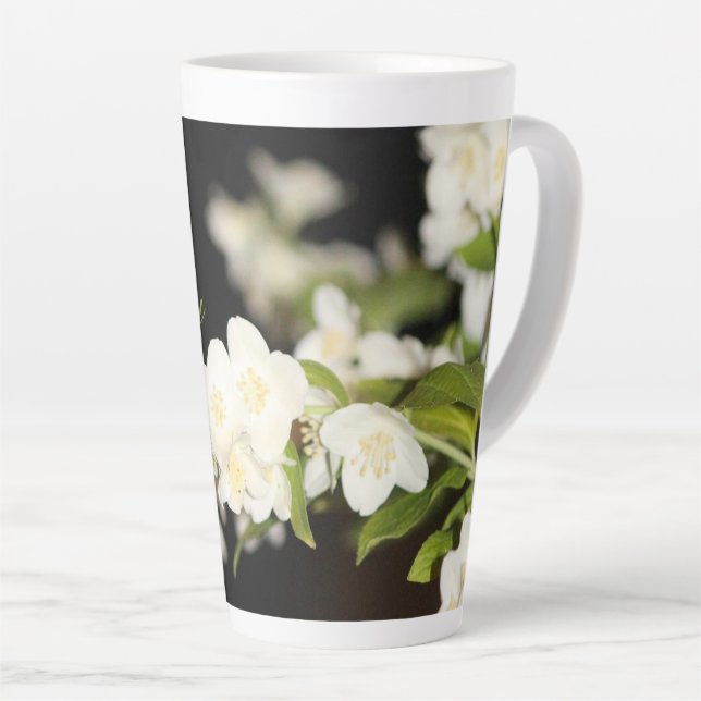 White Blossoms Blooming  Latte Mug (Right Angle)