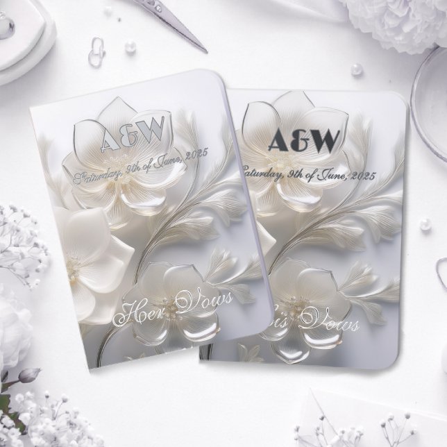 White Blossoms Delicate Wedding Vows Keepsake Foil Vow Books (Creator Uploaded)