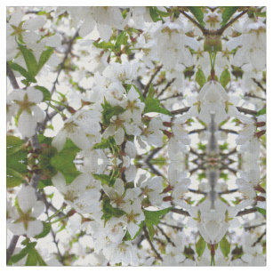 White Blossoms Fabric