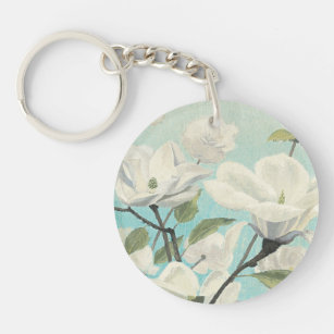 White Blossoms from the South Keychain