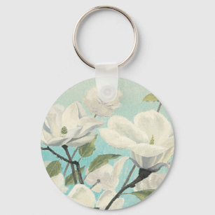 White Blossoms from the South Keychain
