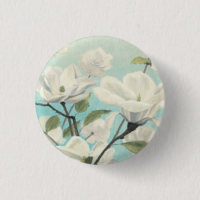 White Blossoms from the South Pinback Button (Front)