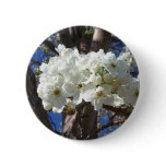 White Blossoms II Spring Flowering Tree Button