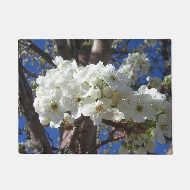 White Blossoms II Spring Flowering Tree Doormat (Front)