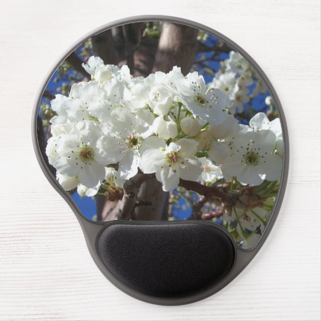 White Blossoms II Spring Flowering Tree Gel Mouse Pad (Front)
