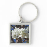 White Blossoms II Spring Flowering Tree Keychain