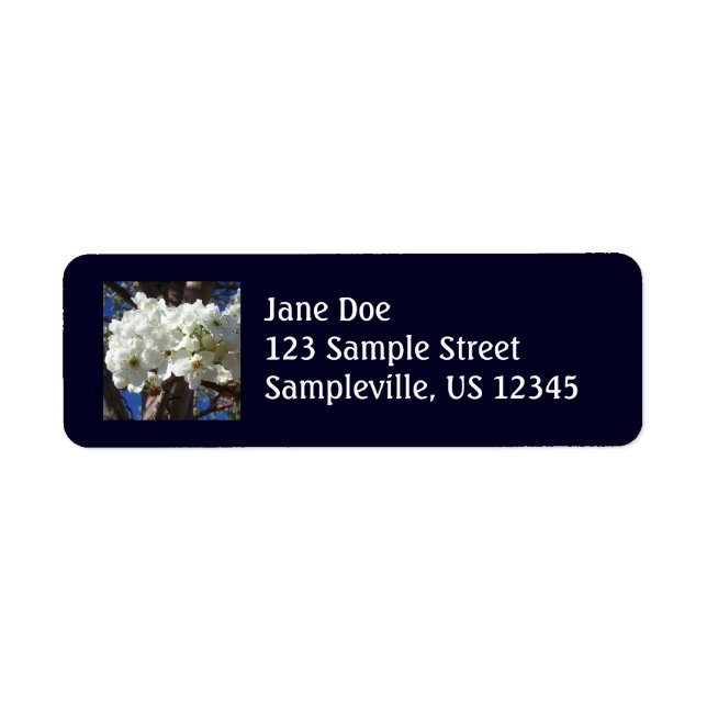 White Blossoms II Spring Flowering Tree Label (Front)