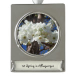 White Blossoms II Spring Flowering Tree Silver Plated Banner Ornament