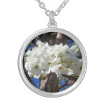 White Blossoms II Spring Flowering Tree Silver Plated Necklace