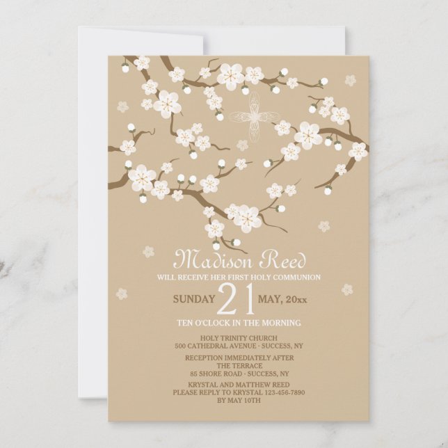 White Blossoms Invitation (Front)