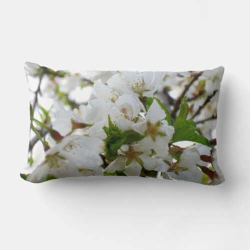 White Blossoms Lumbar Pillow