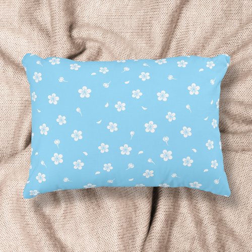 White Blossoms on Baby Blue Pattern Accent Pillow