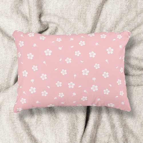 White Blossoms on Baby Pink Pattern Accent Pillow