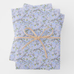White Blossoms on Blue Wrapping Paper Sheets