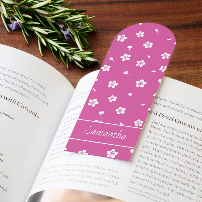White Blossoms on Hot Pink Bookmarks (Book)