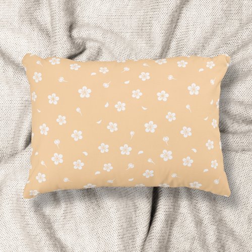 White Blossoms on Yellow Pattern Accent Pillow