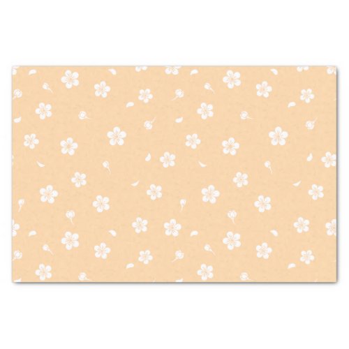 White Blossoms on Yellow Pattern Tissue Paper