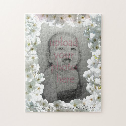 White Blossoms Puzzle Personalized Photo Puzzle