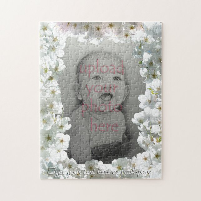 White Blossoms Puzzle Personalized Photo Puzzle (Vertical)