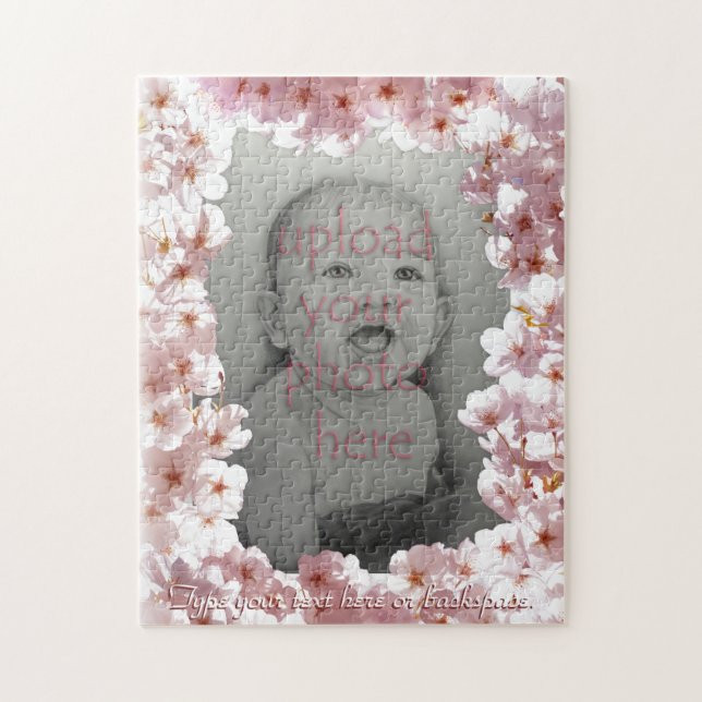 White Blossoms Puzzle Personalized Photo Puzzle (Vertical)