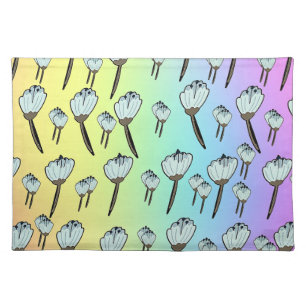 White Blossoms Rainbow Cloth Placemat