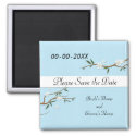 White Blossoms Save the Date Magnet magnet
