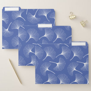 White, blue abstract leaves pattern file folder