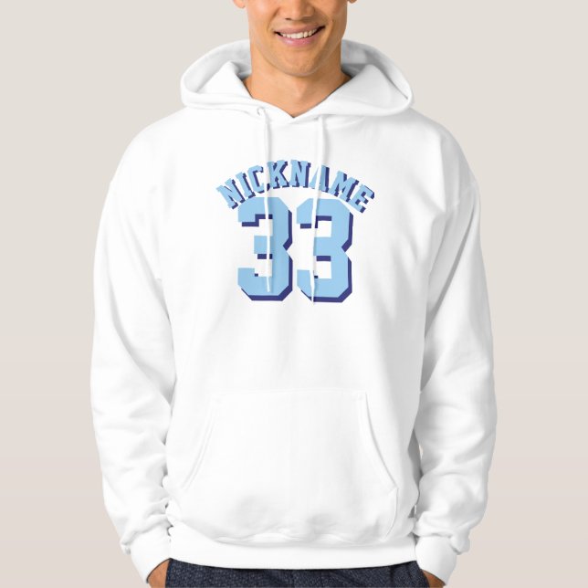 White & Blue Adults | Sports Jersey Design Hoodie (Front)